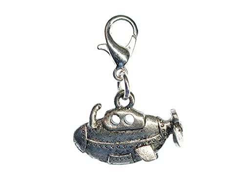 Miniblings U-boot maritim Boot Charm Zipper Pull Yellow Submarine Uboot - Handmade Modeschmuck I Kettenanhänger versilbert - Bettelanhänger Bettelarmband - Anhänger für Armband von Miniblings