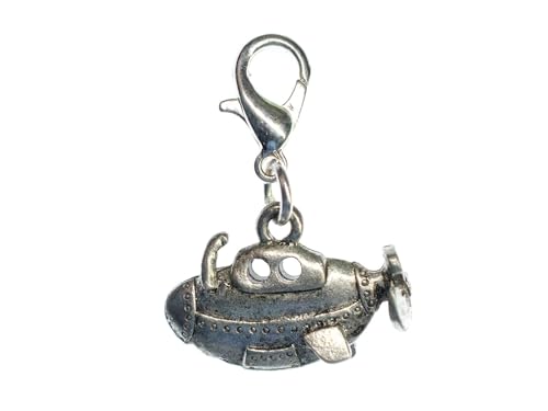 Miniblings U-Boot maritim Boot Charm Zipper Pull Yellow Submarine Uboot - Handmade Modeschmuck I Kettenanhänger versilbert - Bettelanhänger Bettelarmband - Anhänger für Armband von Miniblings