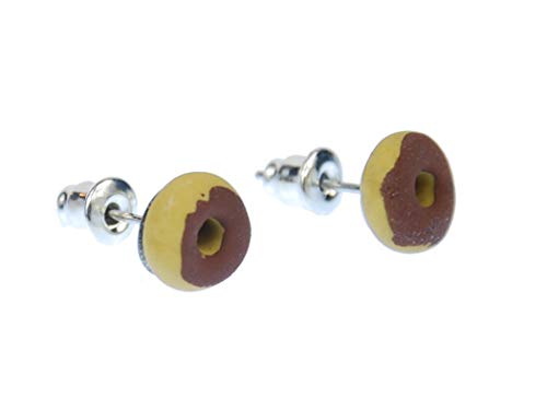 Miniblings Vanille Donut Schokolade Glasur USA Ohrstecker Ohrringe Essen braun - Handmade Modeschmuck I Ohrringe Stecker Ohrschmuck von Miniblings