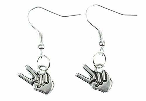 Miniblings Victory Ohrringe Handzeichen Peace Hand Hände Zeichen Gewinner silber - Handmade Modeschmuck I Ohrhänger Ohrschmuck versilbert von Miniblings