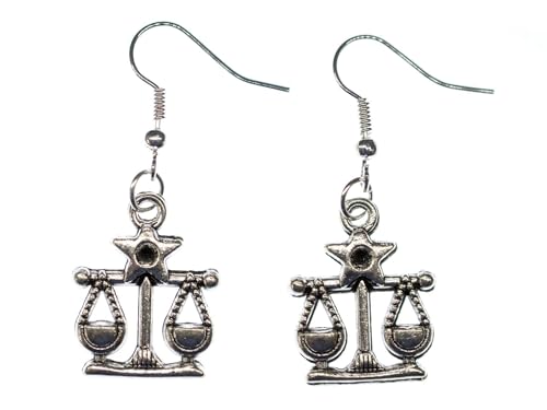 Miniblings Waage Ohrringe Hänger Sternzeichen Sternbild Astrologie Stern - Handmade Modeschmuck I Ohrhänger Ohrschmuck versilbert von Miniblings