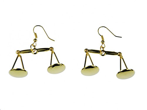 Miniblings Waage gold Ohrringe Hänger Sternzeichen Waage Tellerwaage Gold Jura - Handmade Modeschmuck I Ohrhänger Ohrschmuck vergoldet von Miniblings