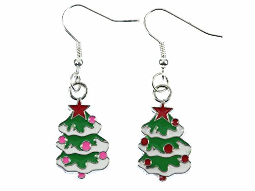 Miniblings Weihnachtsbaum Ohrringe Hänger Tannenbaum Christbaum Weihnachten bunt - Handmade Modeschmuck I Ohrhänger Ohrschmuck versilbert von Miniblings