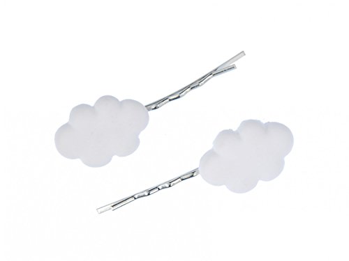 Miniblings Wolke 2er Set Haarspangen Wolken Himmel Regenbogen 3D Weis - Handmade Modeschmuck I Haarschmuck Haarclips Haarklammern von Miniblings