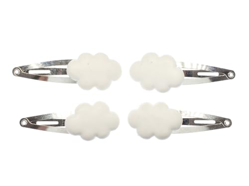 Miniblings Wolke 4er Set Haarspangen Wolken Himmel Regenbogen 3D Weis - Handmade Modeschmuck I Haarschmuck Haarclips Haarspange von Miniblings