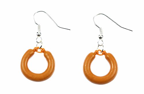 Miniblings Wurst Fleischwurst Wiesn Ohrringe - Handmade Modeschmuck I Wurstring Oktoberfest braun - Ohrhänger Ohrschmuck versilbert von Miniblings