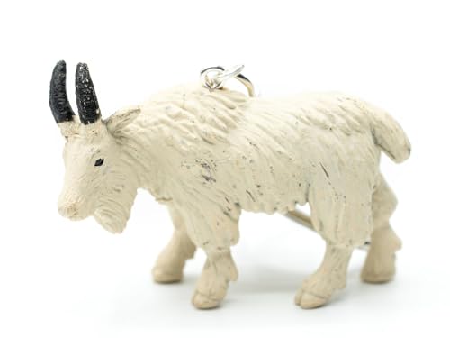 Miniblings Ziege Schlüsselanhänger Tier Bock Schafbock weiß Hörner - Handmade Modeschmuck I Anhänger Schlüsselring Schlüsselband Keyring von Miniblings