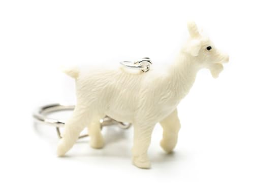 Miniblings Ziege Schlüsselanhänger Tier Ziegenbock Bauernhof klein weiß - Handmade Modeschmuck I Anhänger Schlüsselring Schlüsselband Keyring von Miniblings