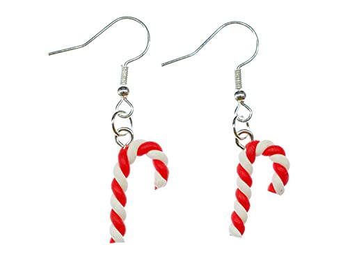 Miniblings Zuckerstangen Ohrringe - Handmade Modeschmuck I Candy Lolli Lollipop Weihnachten Bonbon rot weiß gedreht Hänger - Ohrhänger Ohrschmuck von Miniblings