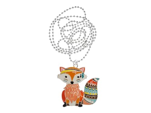 Miniblings Bunte Fuchs Halskette - Handmade Modeschmuck I Kette mit Anhänger Länge: 80cm - Waldtier emaillierter Rotfuchs von Miniblings