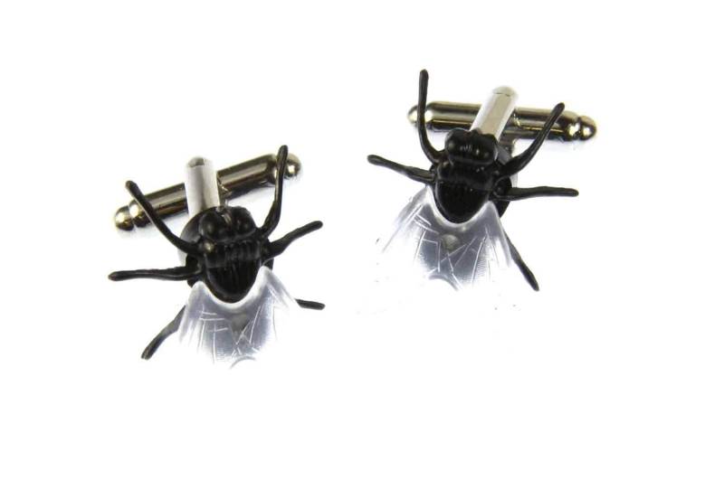 Fliege Manschettenknöpfe Miniblings Knöpfe + Box Fliegen Halloween Schmeißfliege von Miniblings
