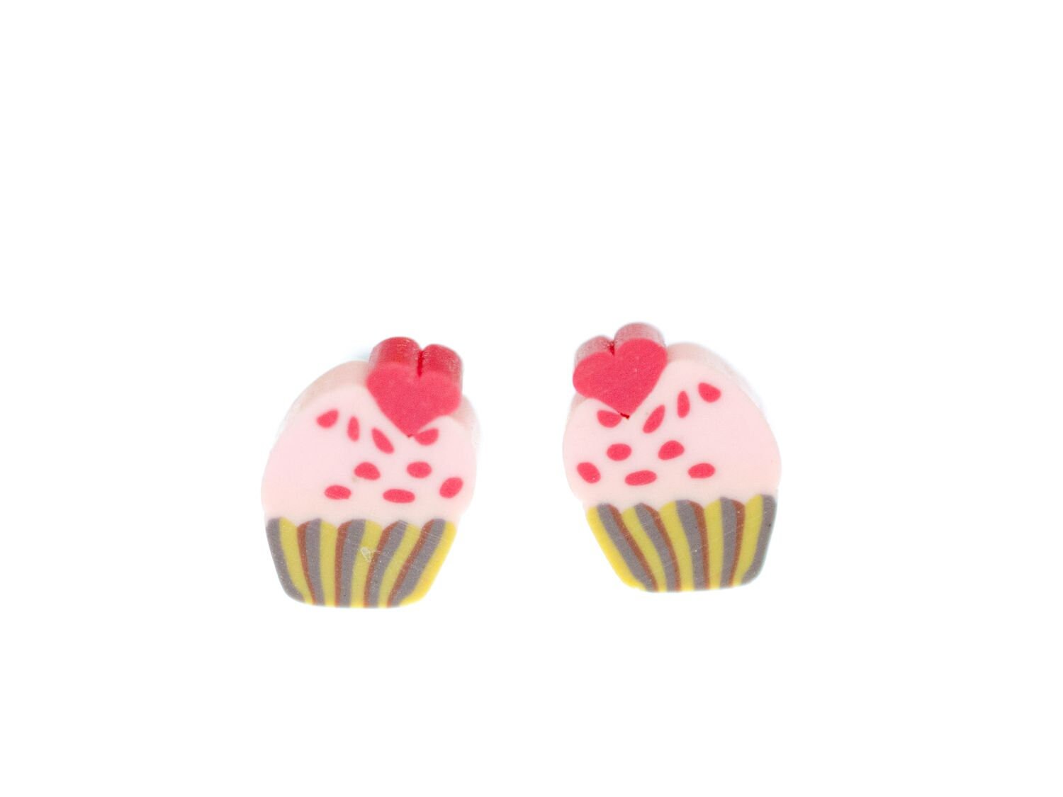 Muffin Ohrstecker Miniblings Stecker Ohrringe Törtchen Cupcake Rosa Herz von Miniblings