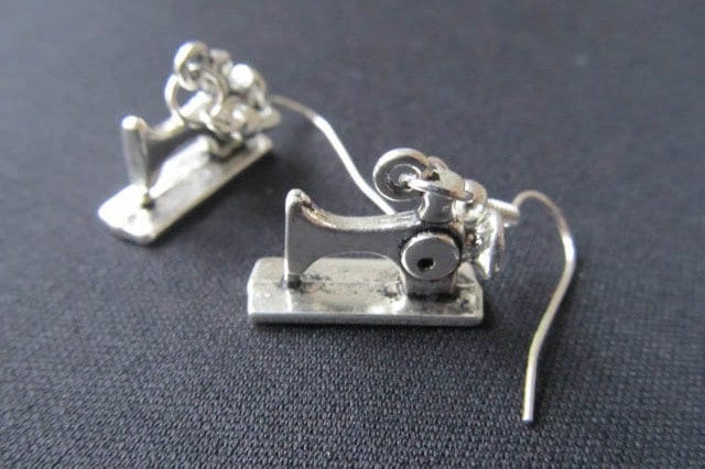 Nähmaschine Ohrringe Miniblings Frisörin Nähen Mode Schneiderin Silber Midi von Miniblings
