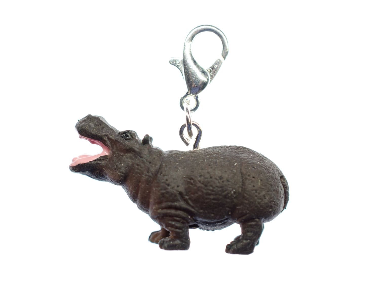 Nilpferd Hippo Charm Miniblings Anhänger Safari Zoo Gummi 30mm Grau Flusspferd von Miniblings