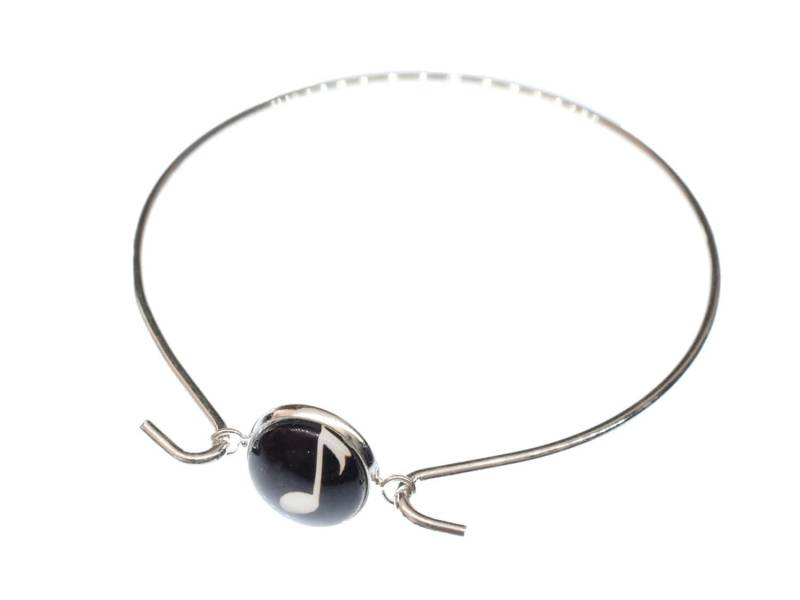 Note Armband Miniblings Armreifen Cabochon Silber Musik Orchester Musiker Sängerin von Miniblings