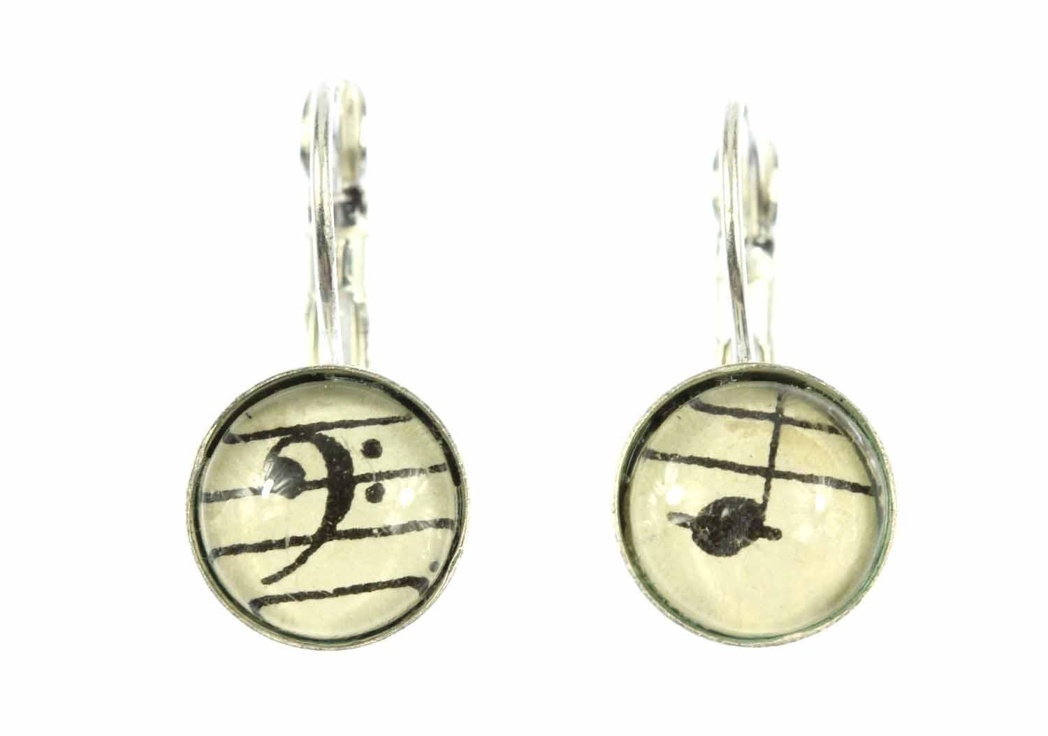 Noten Und Violinschlüssel Ohrringe Cabochon Miniblings Notenblatt Partitur 12mm von Miniblings