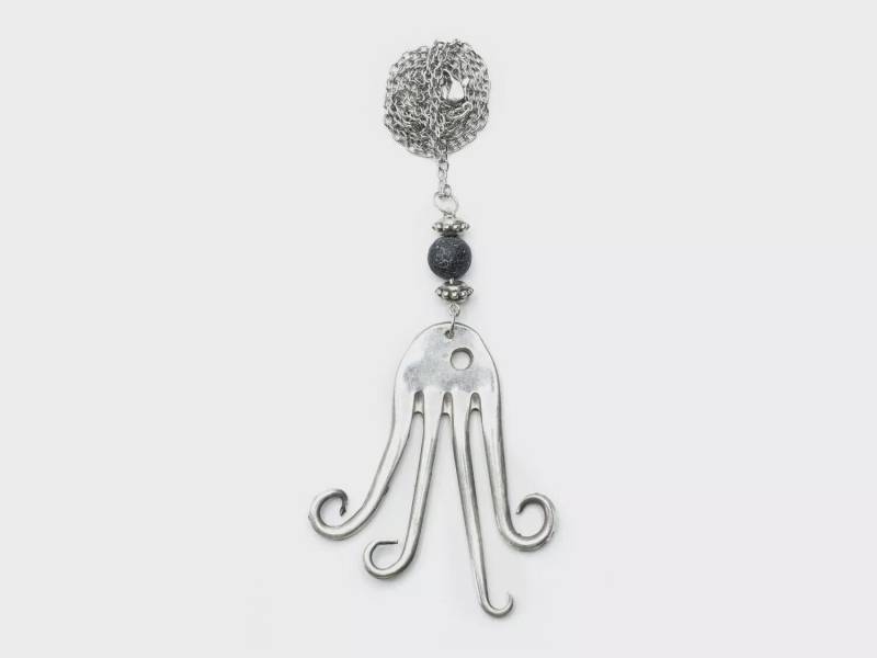 Oktopus Kette Miniblings 50cm Anhänger Halskette Krake Unikat Aus Antiker Gabel von Miniblings