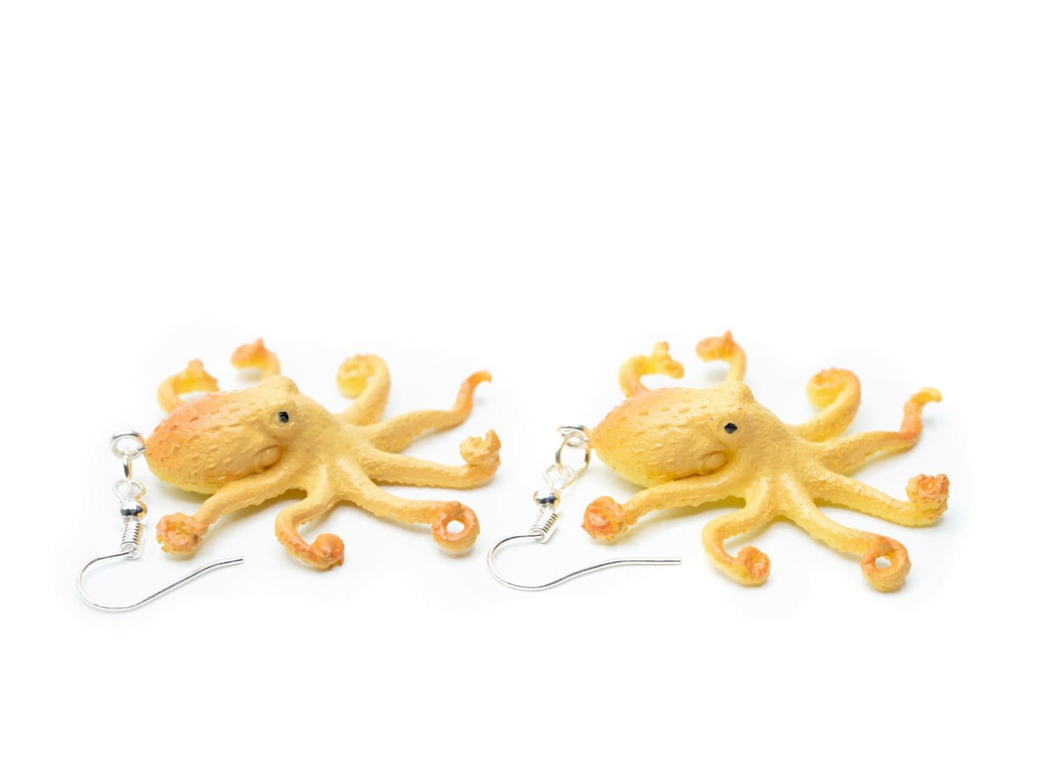 Oktopus Ohrringe Miniblings Hänger Tintenfisch Krake Meer Taucher Beige Orange von Miniblings