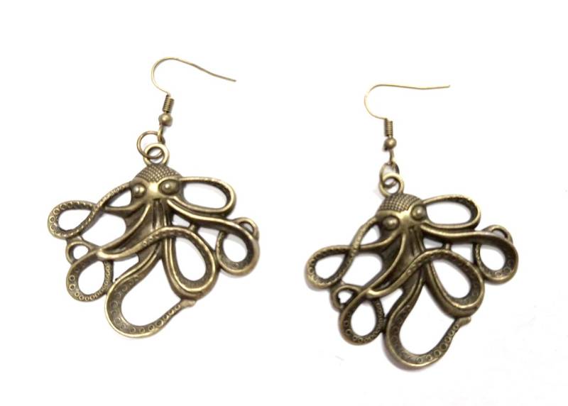 Oktopus Tintenfisch Ohrringe Miniblings Krake Meer Kraken Fisch Ozean Bronze von Miniblings