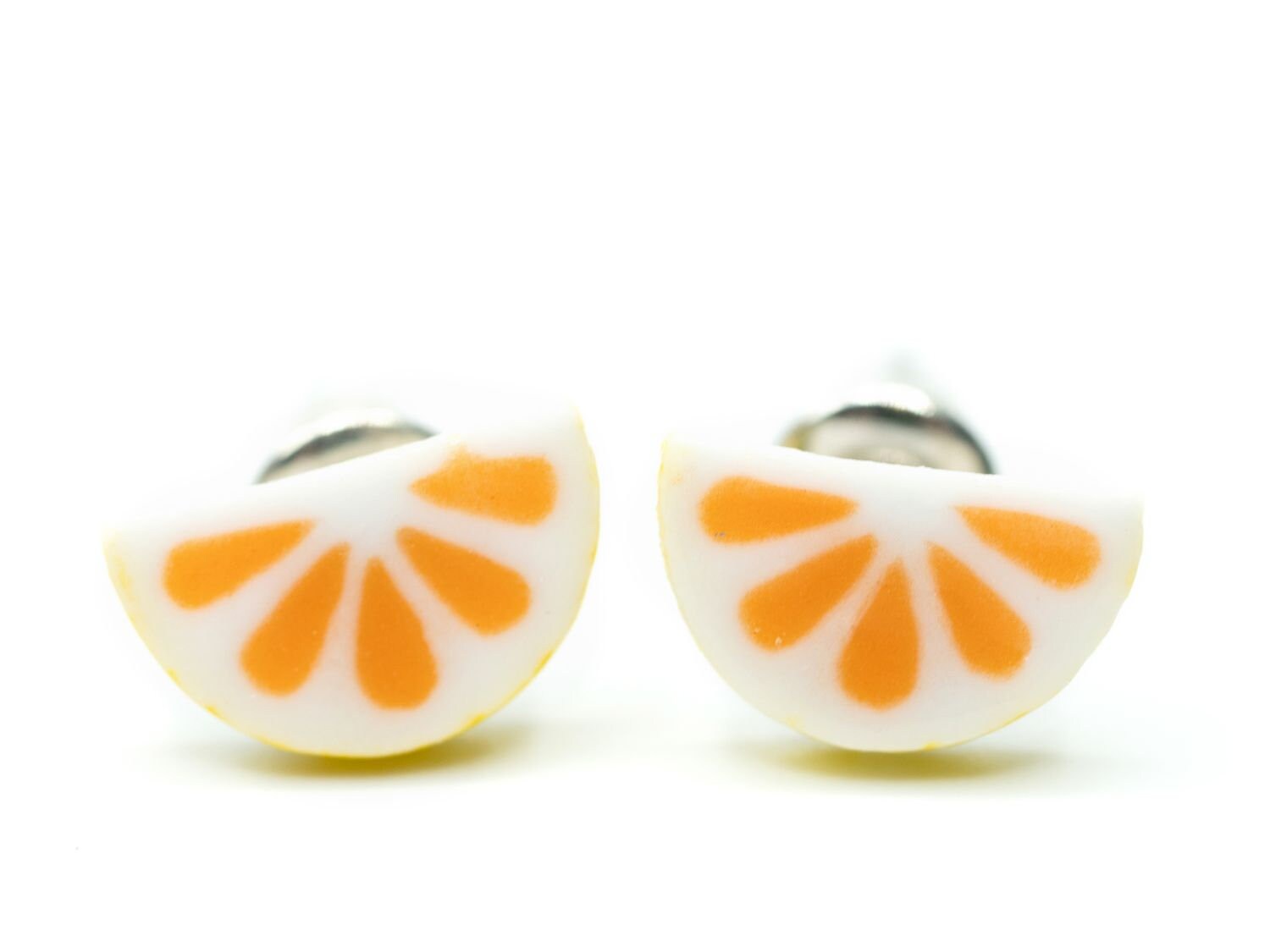 Orange Ohrstecker Miniblings Stecker Sommer Frucht Obst Halb Emailliert 6mm von Miniblings