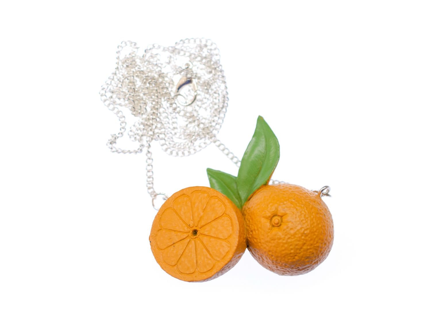 Orangenpaar Kette Halskette Miniblings 80cm Orange Obst Frucht Sommer Party von Miniblings