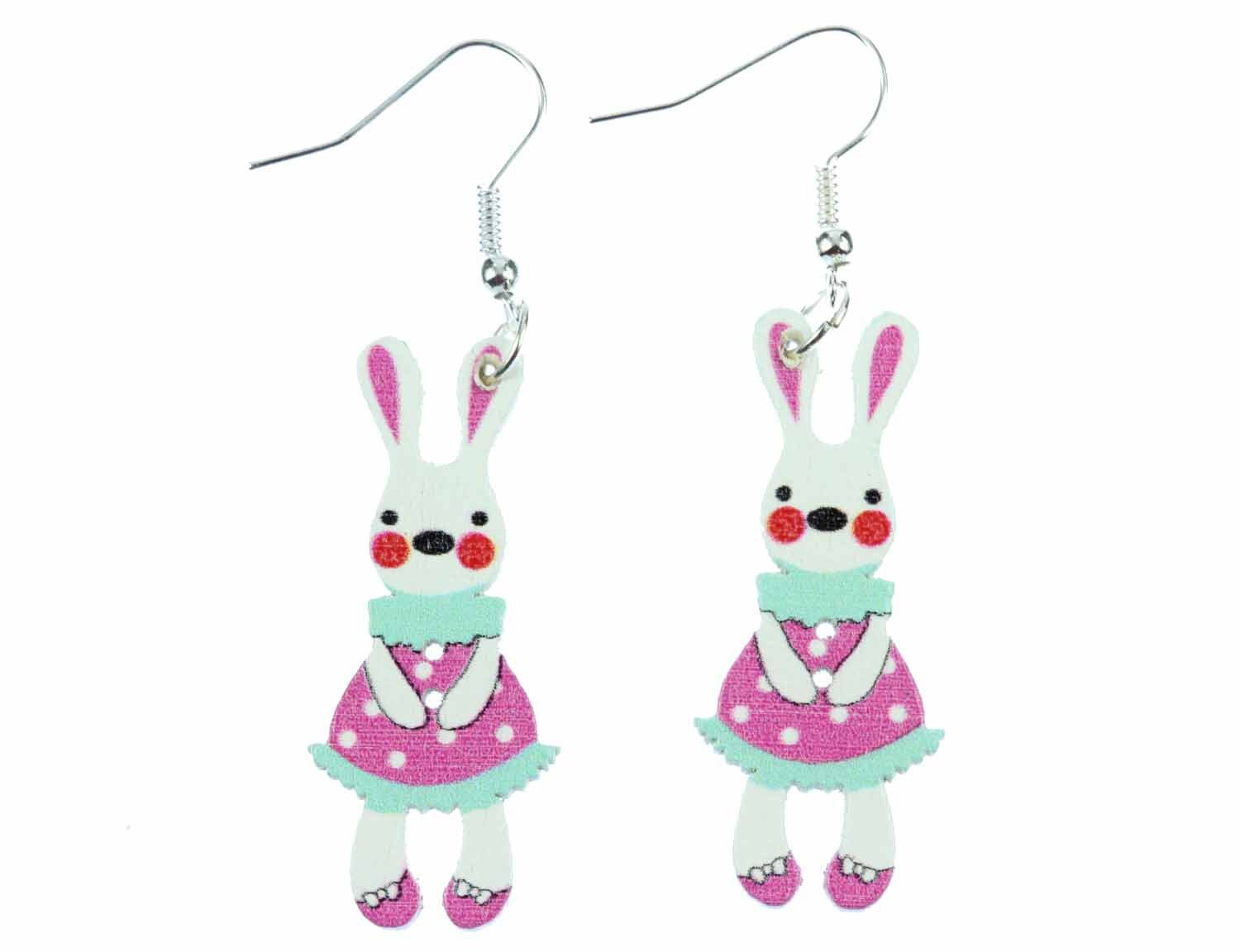 Osterhase Ostern Ohrringe Miniblings Hänger Osterhäschen Hase Häschen Bunny Rosa von Miniblings