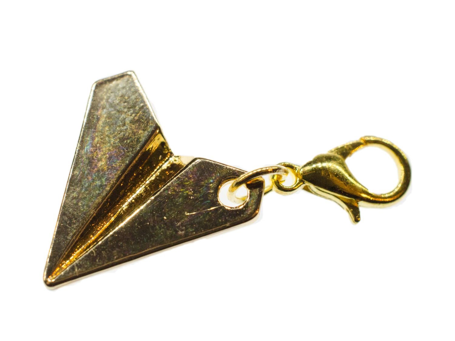 Papierflieger Charm Zipper Pull Anhänger Miniblings Flugzeug Origami Style Golden von Miniblings