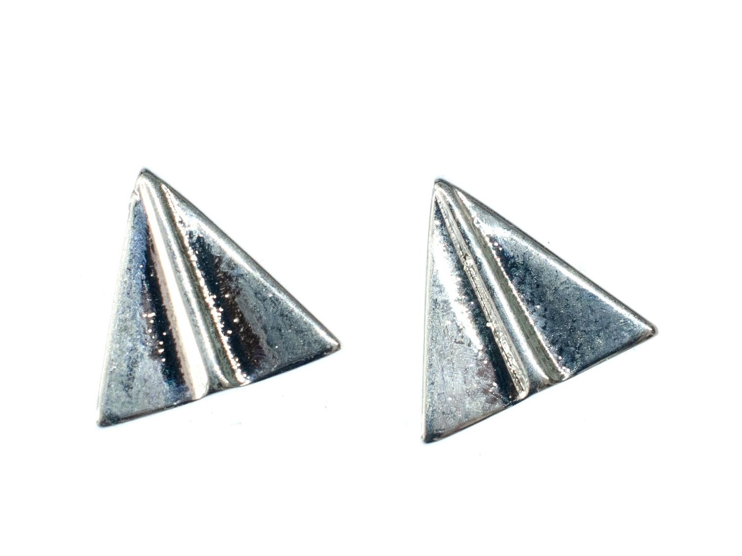 Papierflieger Ohrstecker Miniblings Ohrringe Origami Flugzeug Style Silber von Miniblings