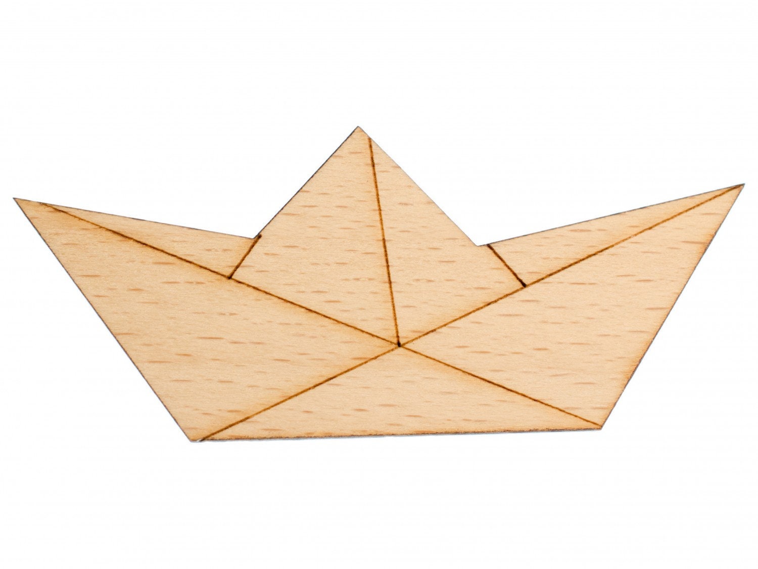 Papierschiff Brosche Anstecknadel Pin Meer Schiff Boot Abstrakt Origami Holz von Miniblings