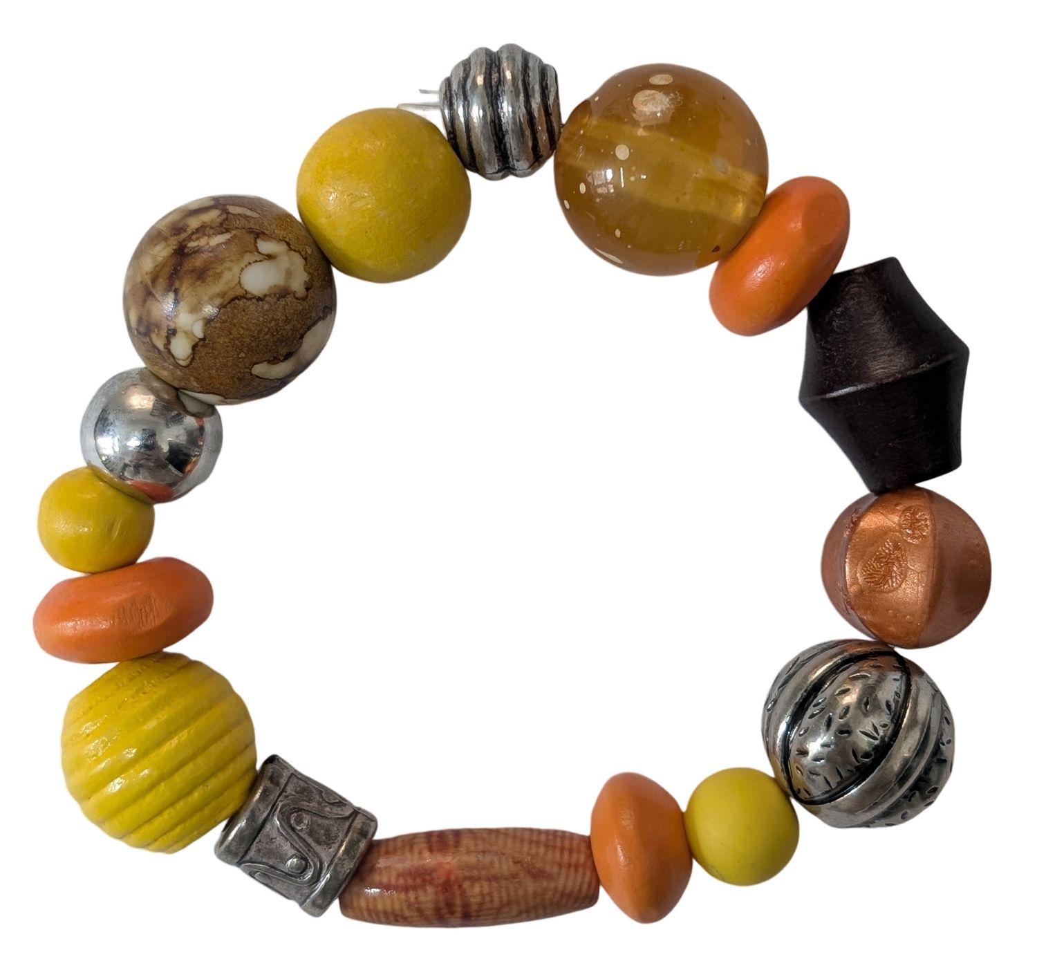 Perlenarmband Armband Glücksarmband Miniblings Kunststoff Gelb Braun E3 von Miniblings