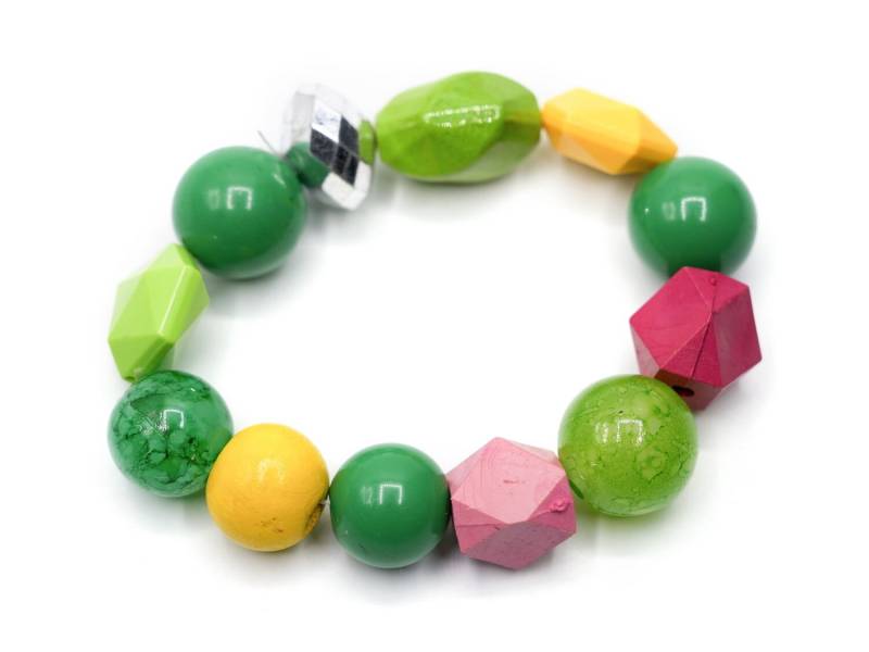 Perlenarmband Armband Miniblings Geometisch Eckige Perlen Grün Gelb E7 von Miniblings