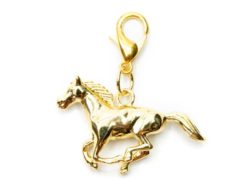 Pferd Charm Miniblings Anhänger Bauernhof Reittier Reiten Pony Laufend Gold von Miniblings