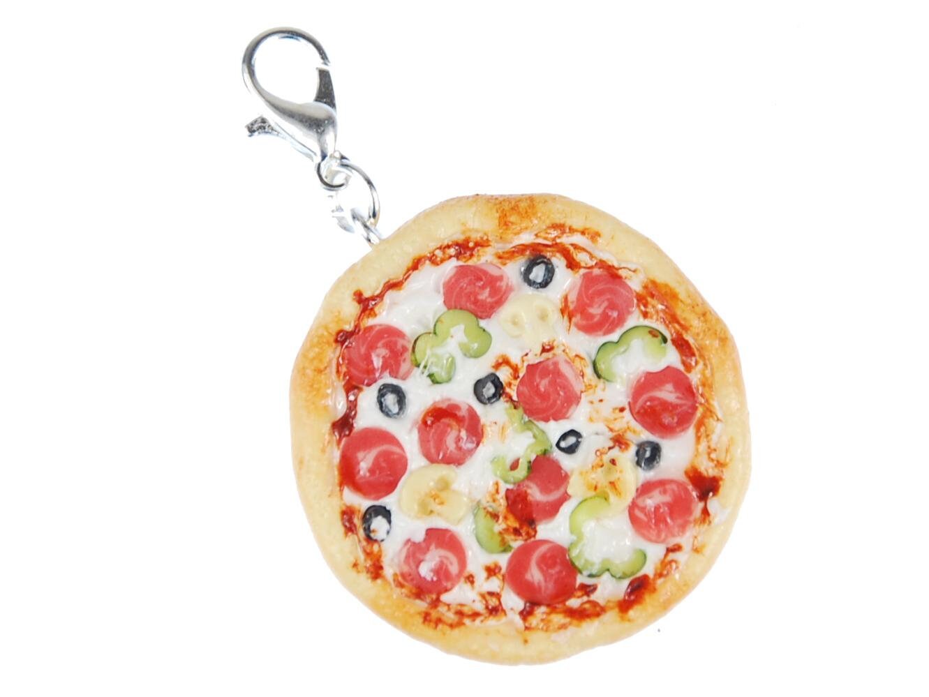 Pizza Charm Zipper Anhänger Bettelanhänger Miniblings Essen Restaurant Salami von Miniblings