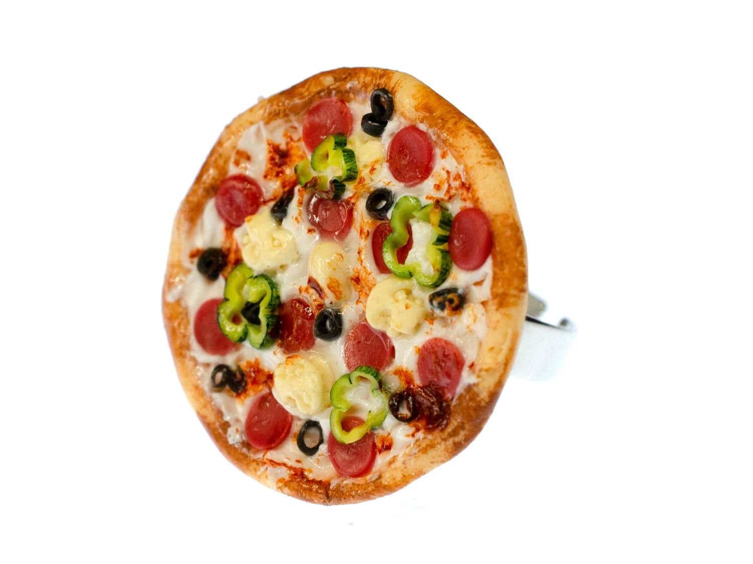 Pizza Ring Miniblings Fingerring Italien Essen Restaurant Küche Fast Food Rund von Miniblings