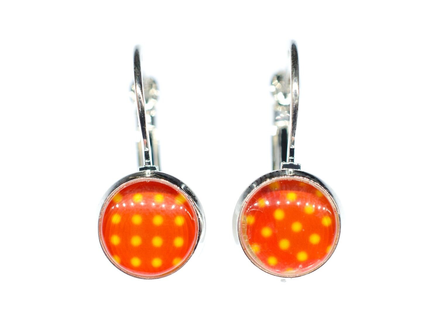 Polka Dots Cabochon Rockabilly Miniblings Ohrringe Pünktchen Rot Weiß Punkte von Miniblings