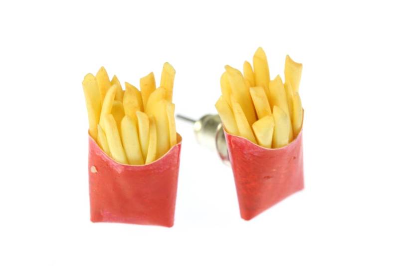 Pommes Frites Ohrstecker Miniblings Ohrringe French Fries Fritten Handarbeit von Miniblings