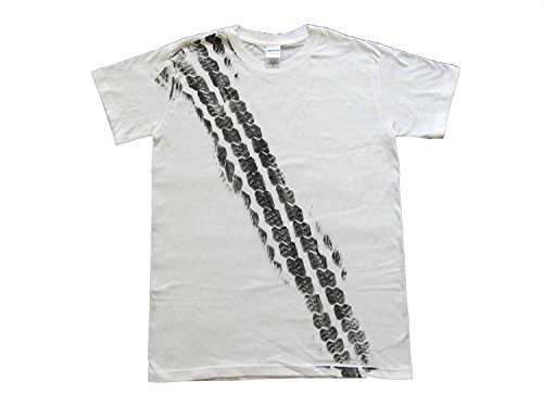 REIFENSPUR T-Shirt Shirt Road Print Herren Bremsspur Reifen Auto Tshirt weiß, Size:L von Miniblings