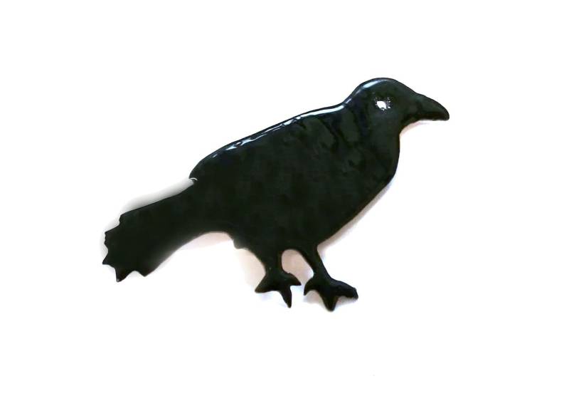 Rabe Emaille Brosche Pin Button Miniblings Tier Vogel Krähe Emailliert Schwarz von Miniblings