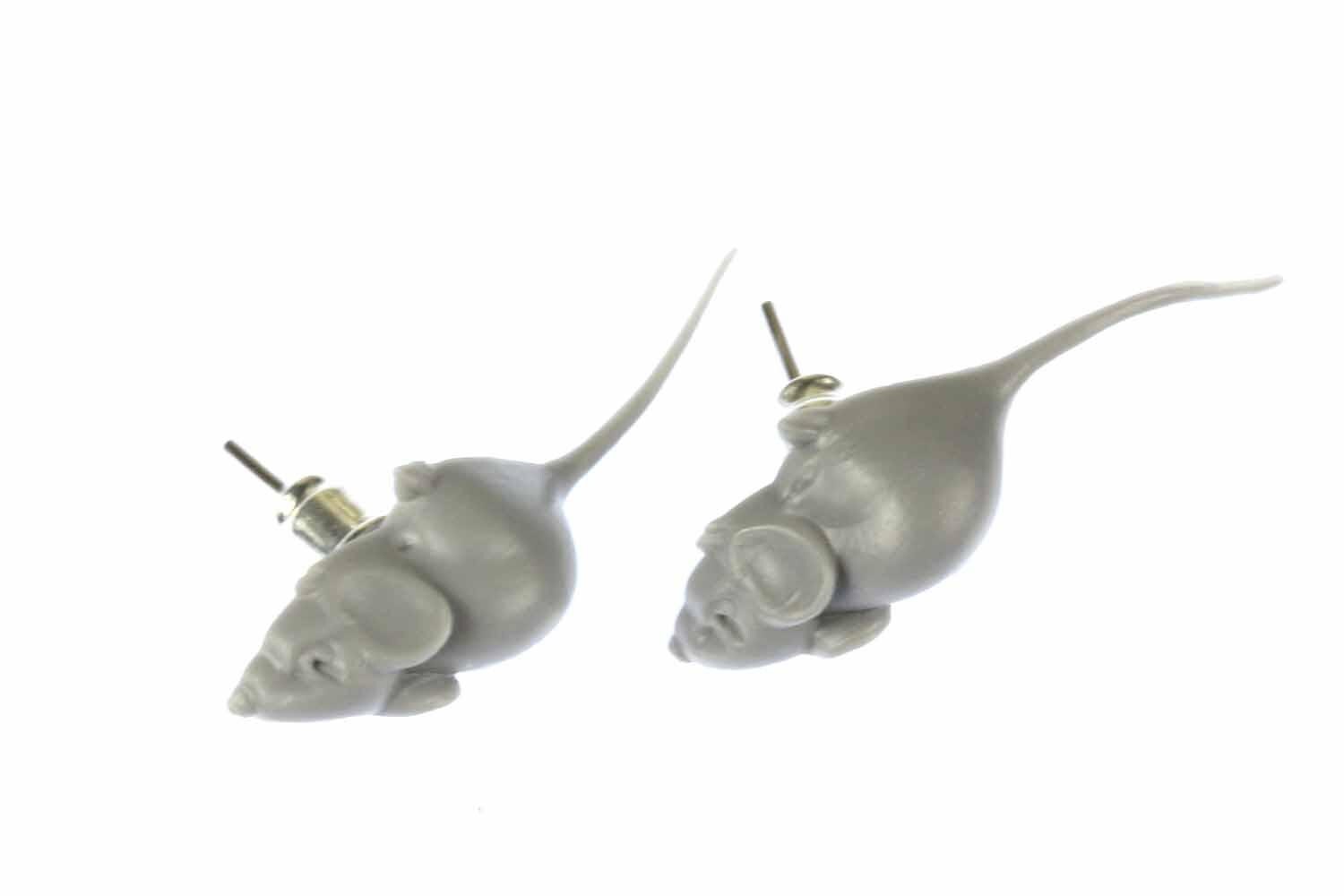 Ratte Ohrstecker Miniblings Stecker Ohrringe Ratten Rat Maus Mäuse Grau Maxi von Miniblings