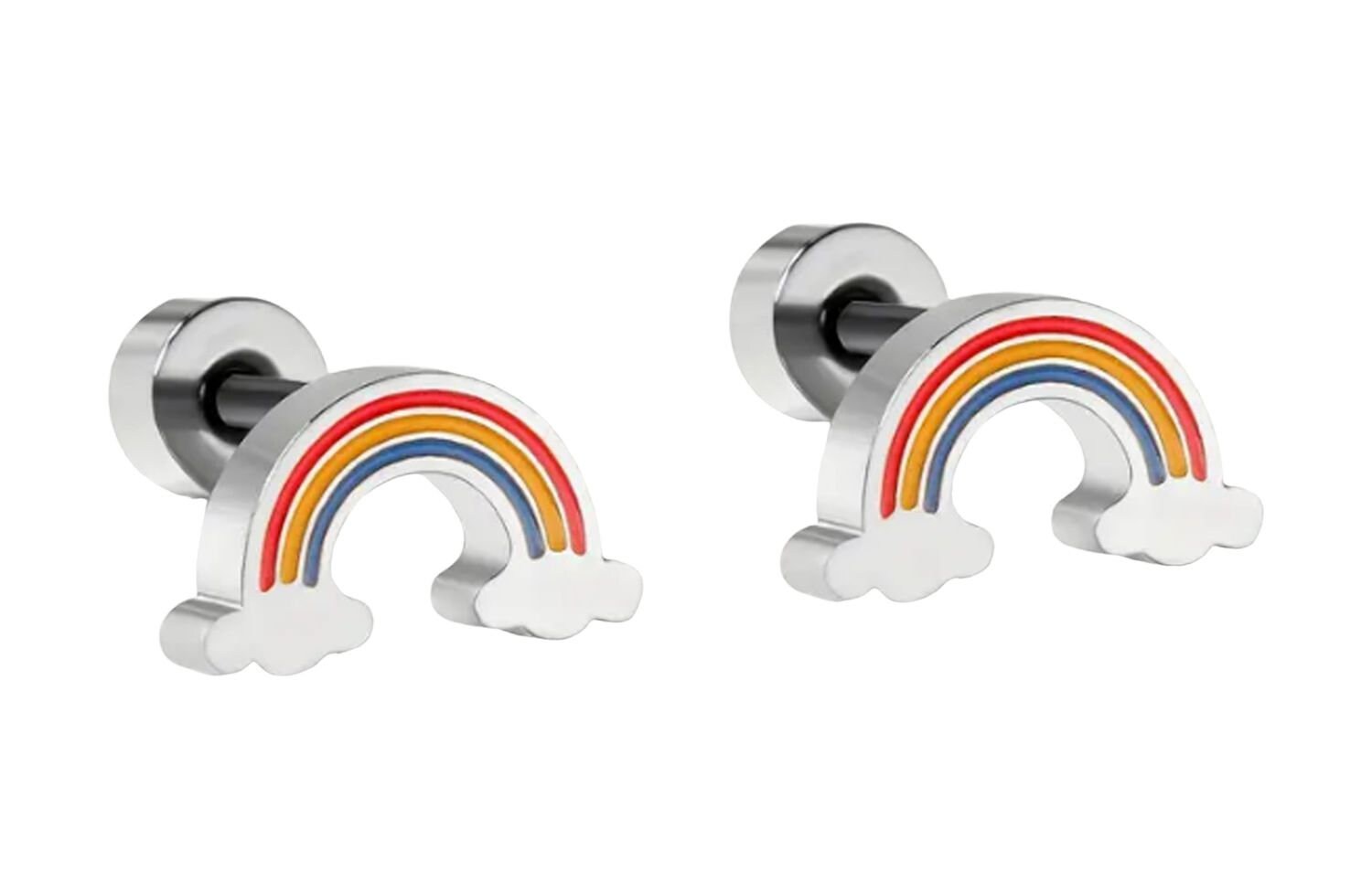 Regenbogen Ohrstecker Stecker Miniblings Regenbogenfarben Pride Bunt Edelstahl von Miniblings