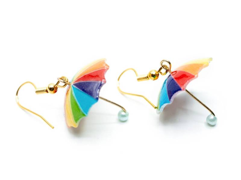 Regenschirm Ohrringe Miniblings Hänger Regen Schirm Regenbogen Bunt Lgbtq+ von Miniblings
