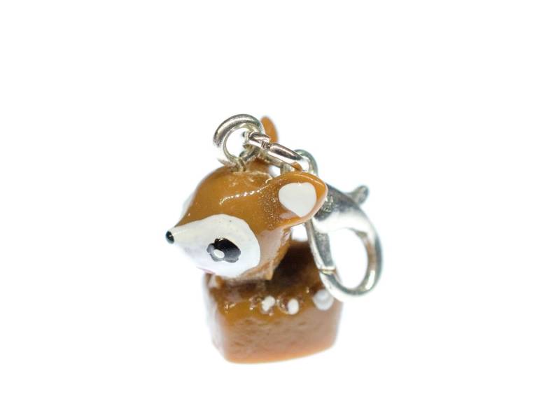 Reh Charm Anhänger Bettelarmband Miniblings Rehkitz Baby Rehe Punkte Braun von Miniblings