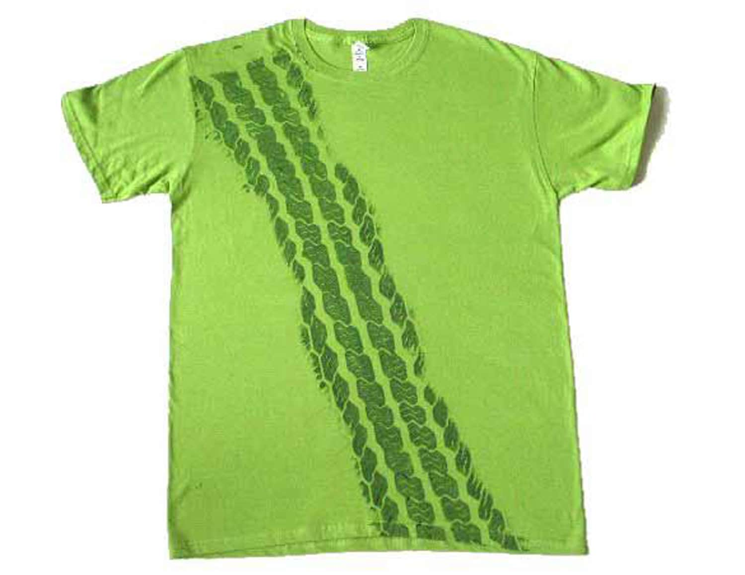 Reifenspur T-Shirt Shirt Road Print Herren Bremsspur Reifen Tshirt Auto Grün von Miniblings