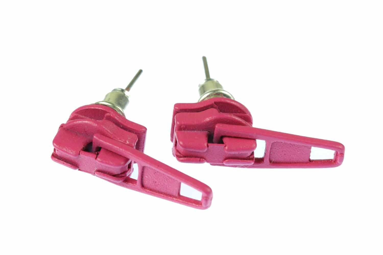 Reißverschluss Ohrstecker Miniblings Zipper Stecker Zip Ohrringe Upcycling Pink von Miniblings