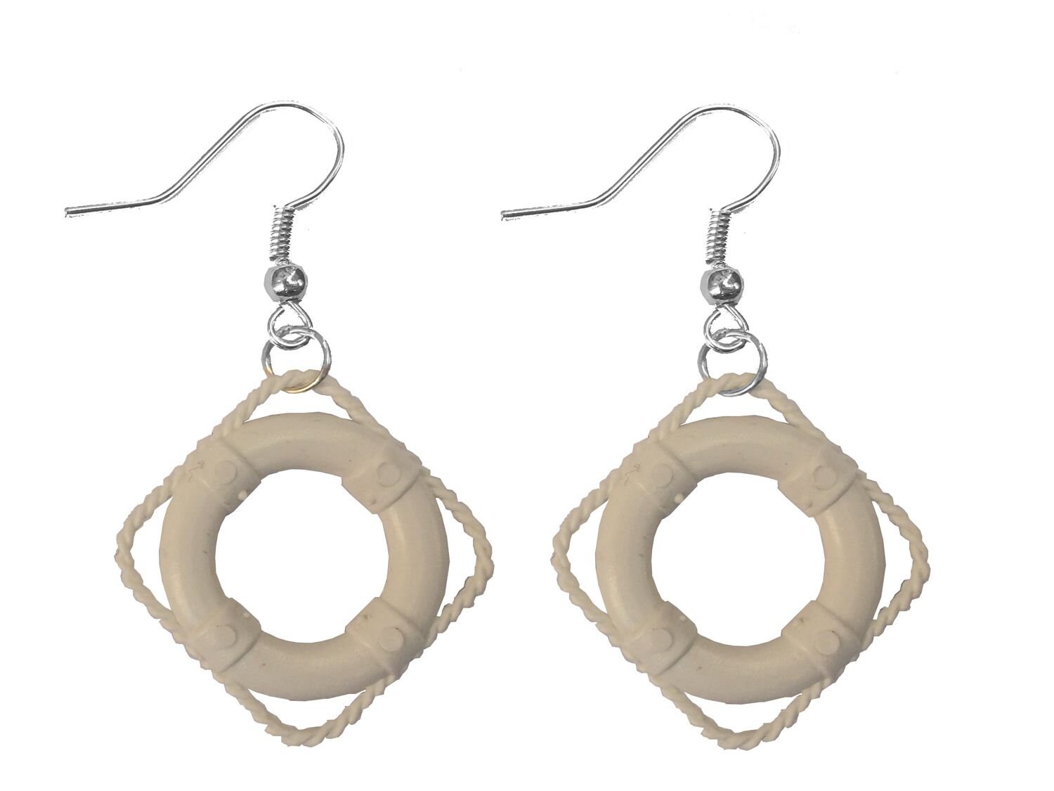 Rettungsring Ohrringe Miniblings Hänger Maritim Boot Schiff Meer Plastik Weiß von Miniblings