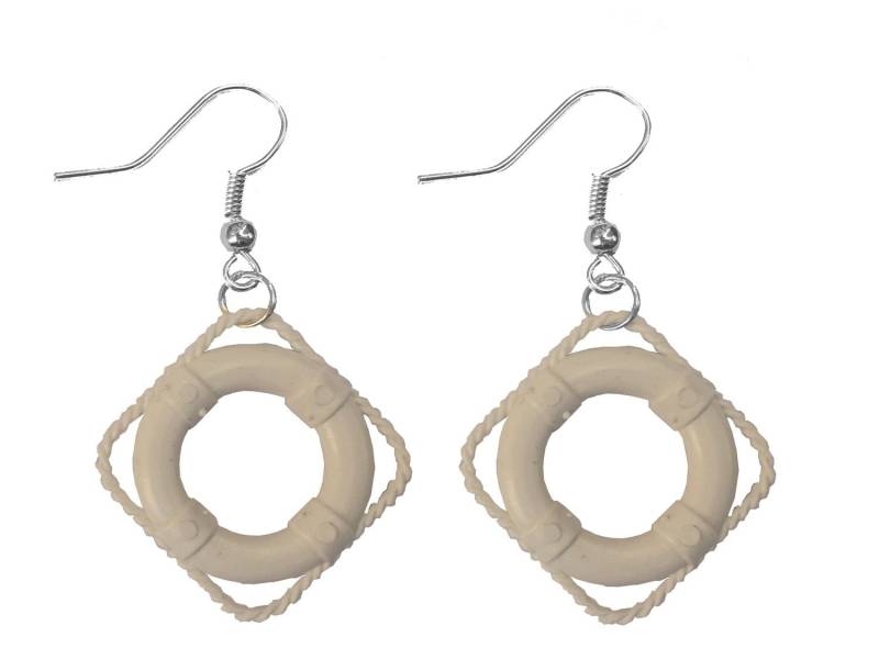 Rettungsring Ohrringe Miniblings Hänger Maritim Boot Schiff Meer Plastik Weiß von Miniblings