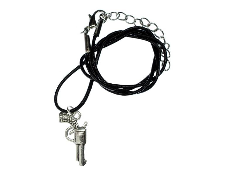 Revolver Kette Halskette Miniblings Colt Pistole Western Cowboy Sheriff Leder von Miniblings