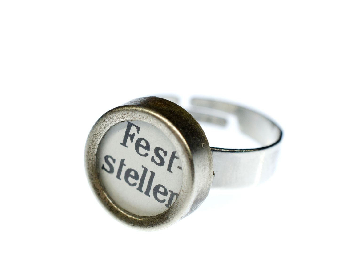 Ring Feststeller Schreibmaschinentaste Miniblings Vintage Upcycling Weiß von Miniblings