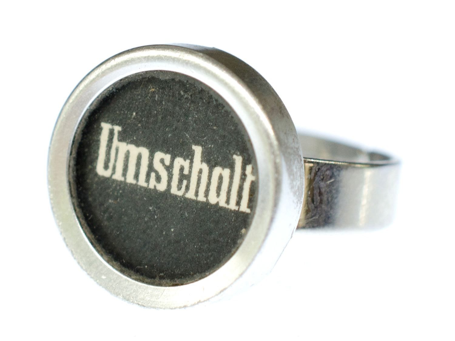 Ring Umschalt Schreibmaschinentaste Miniblings Vintage Taste Upcycling Schwarz von Miniblings