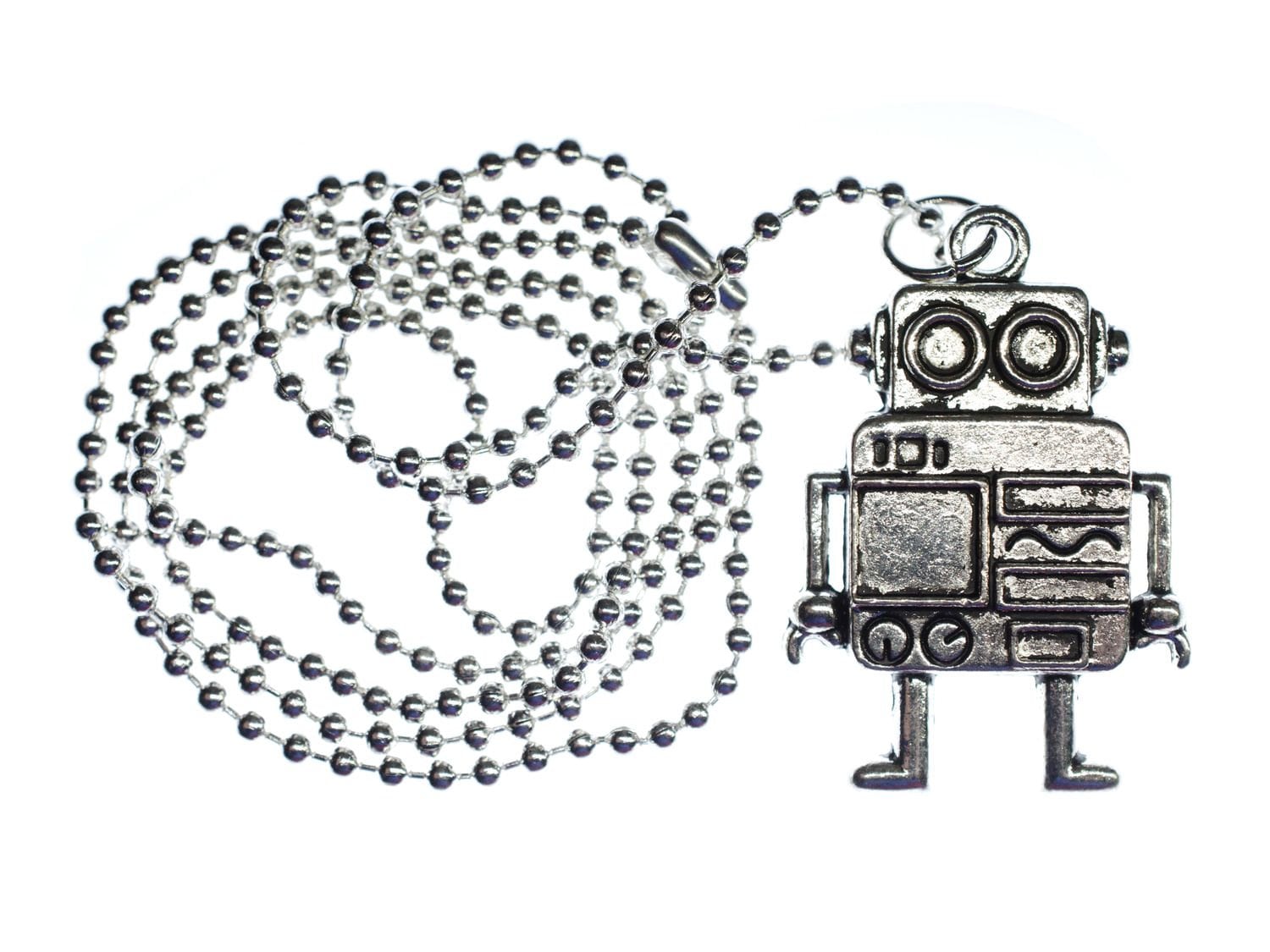 Roboter Kette Halskette Miniblings 80cm Maschine Computer Scifi Versilbert Xl von Miniblings
